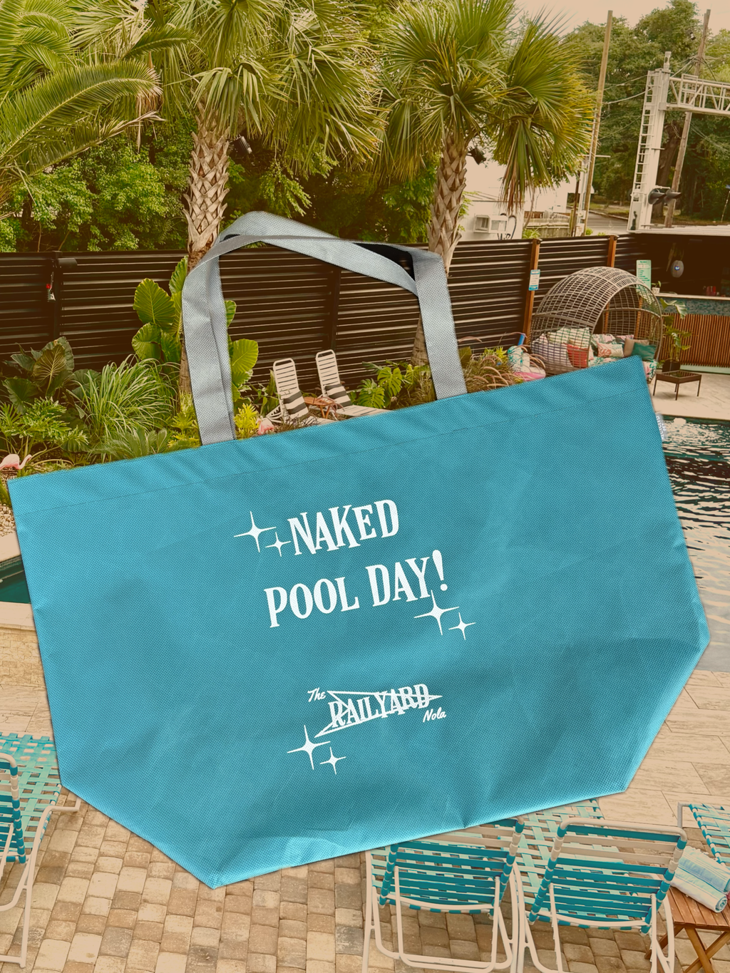 Naked Pool Day Tote Bag
