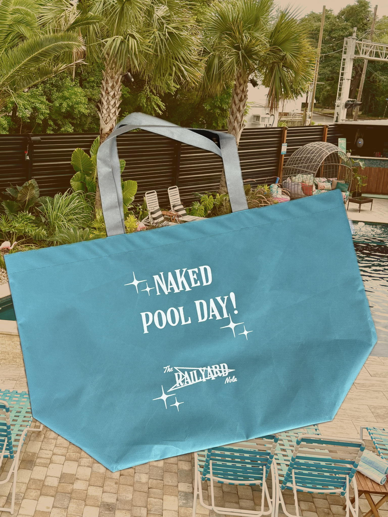Naked Pool Day Tote Bag
