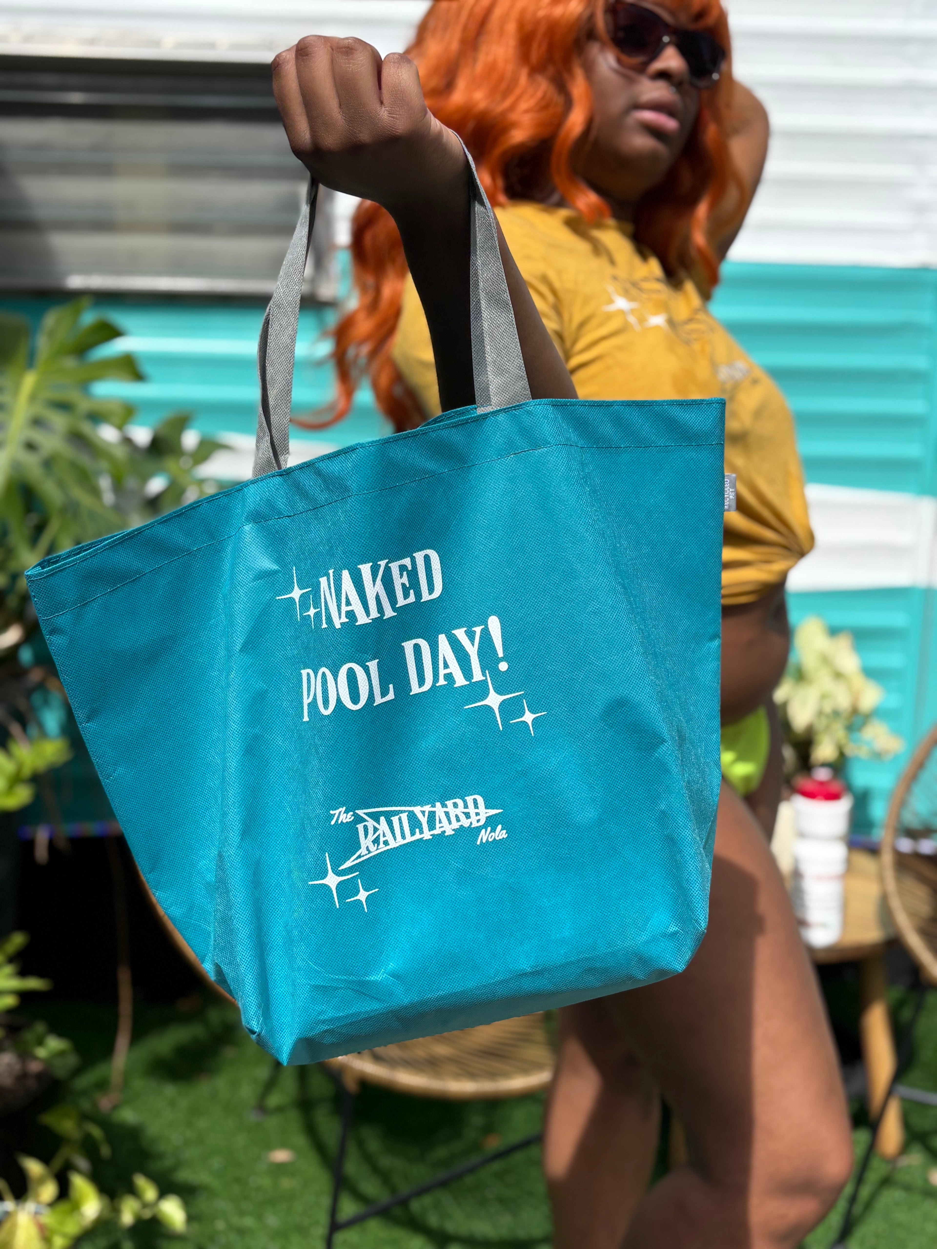 Naked Pool Day Tote Bag